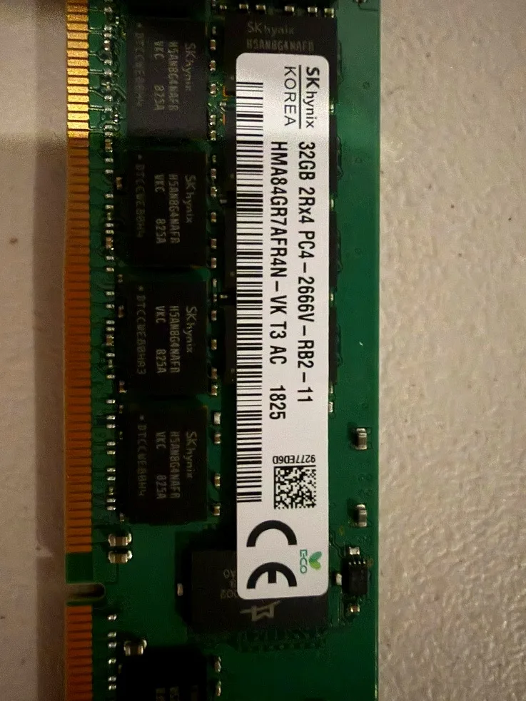 Module label: 32GB 2Rx4 PC4-2666V, part HMA84GR7AFR4N-VK.